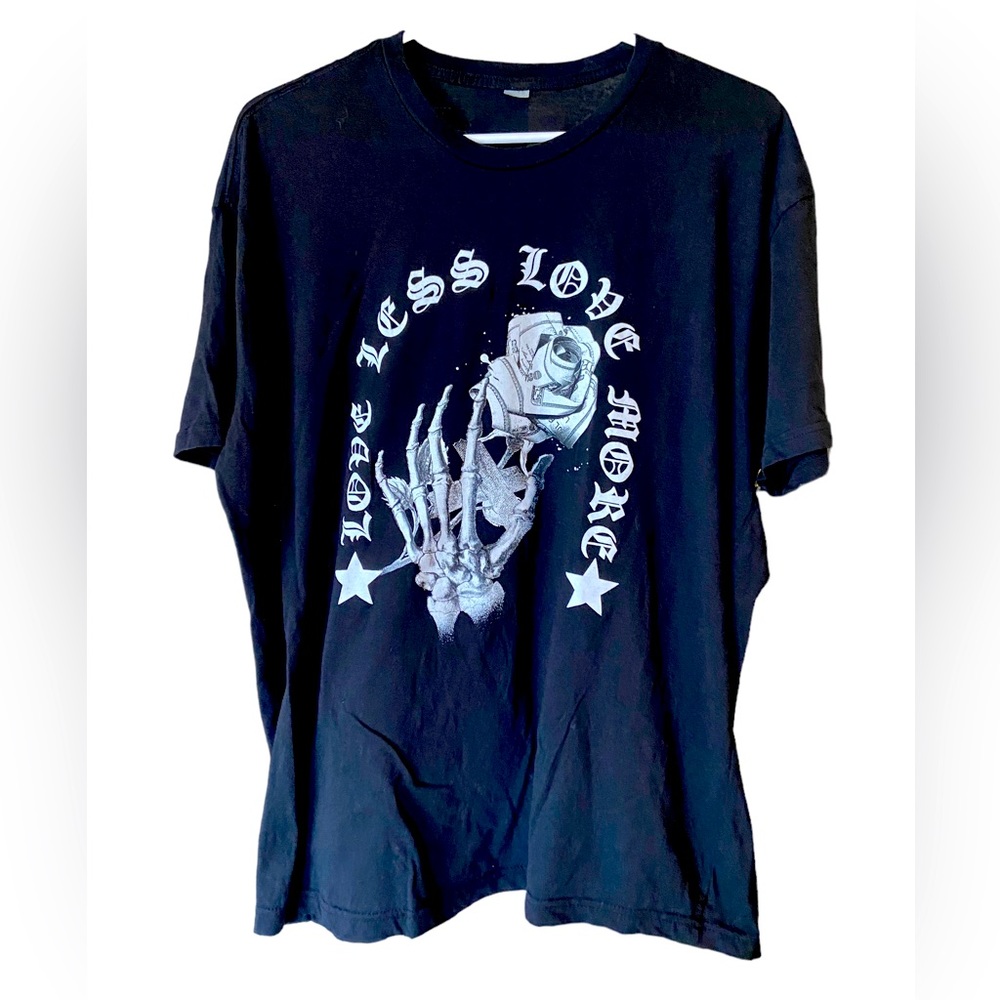 Love Less Love More Skeleton Rose Cash Streetwear Men’s L T-Shirt MINTY Skate